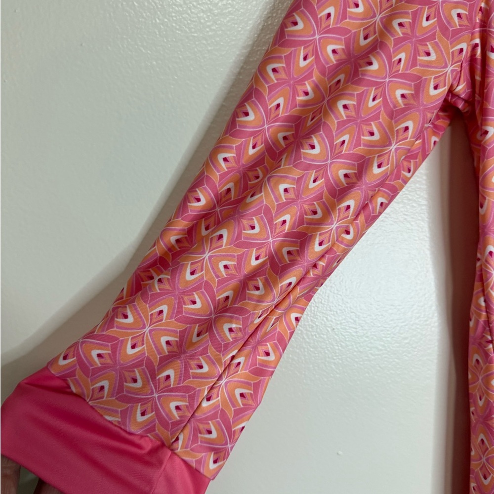 Cabana Life Pink Patterned Tunic Dress/swim coverup  with Solid Trim size large - Picture 3 of 14